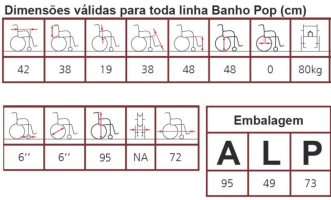 Cadeira de banho POP 80 Kg Ortopedia Jaguaribe