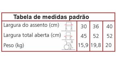 Carrinho Star Postural Tabela