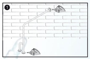 1) Marque as furações; Barra de Apoio Aço Inox Piso e Parede Esquerda WOG