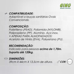 Assento Sanitário Elevado Oval com Almofadado 13,5 Mebuki