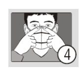 Coloque as pontas dos dedos de ambas as mãos na parte superior do grampo de ajuste nasal