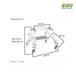 Andador Posterior de Alumínio com 4 Rodas