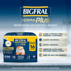 Bigfral Derma Plus Roupa Íntima Descartável P-M 16 Unidades Pacote Econômico