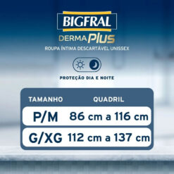 Bigfral Derma Plus Roupa Íntima Descartável P-M 16 Unidades Pacote Econômico