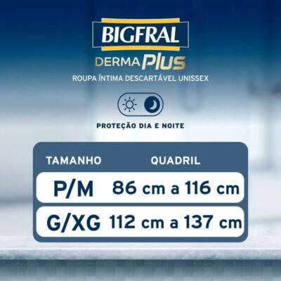 Bigfral Derma Plus Roupa Íntima Descartável P-M 16 Unidades Pacote Econômico